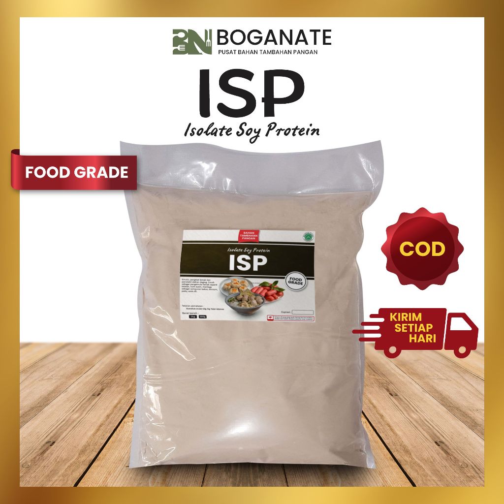 

ISP Food Grade 500gr - Isolated Soy Protein / Pengenyal, Penstabil & Pengikat lemak bakso, sosis, dimsum dll