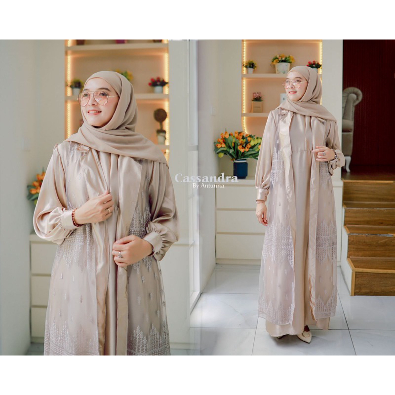 Gamis set muslimah bahan premium set baju muslim wanita terbaru by Antunna
