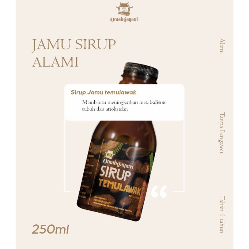

SIRUP JAMU TEMULAWAK by Omahgayatri. Sirup rempah alami siap seduh 250ml