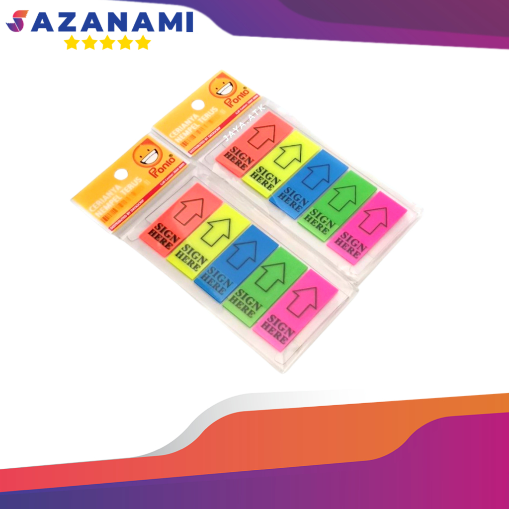 

PRONTO SIGN HERE 5 WARNA PENANDA TANDA TANGAN MEMO STICKY NOTE