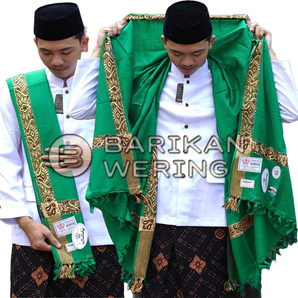 Sorban Kashmiri Asli India HIJAU Gold - Sorban Haji - Sorban Kashmiri Hijau - Sorban Panjang - Keffi