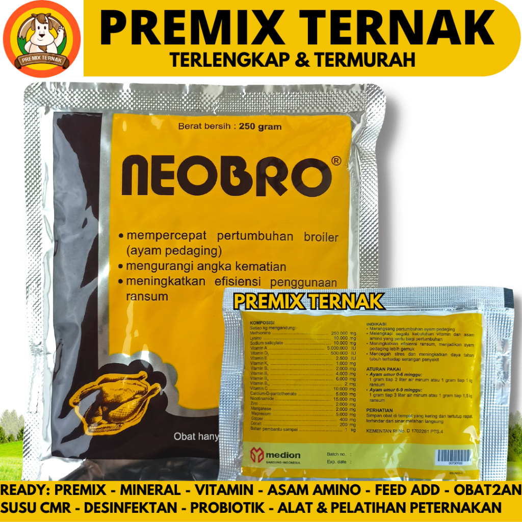 NEOBRO 250 GRAM NEOBRO 100 GRAM MEDION - Vitamin Penambah Berat Penggemuk Ayam Broiler Unggas