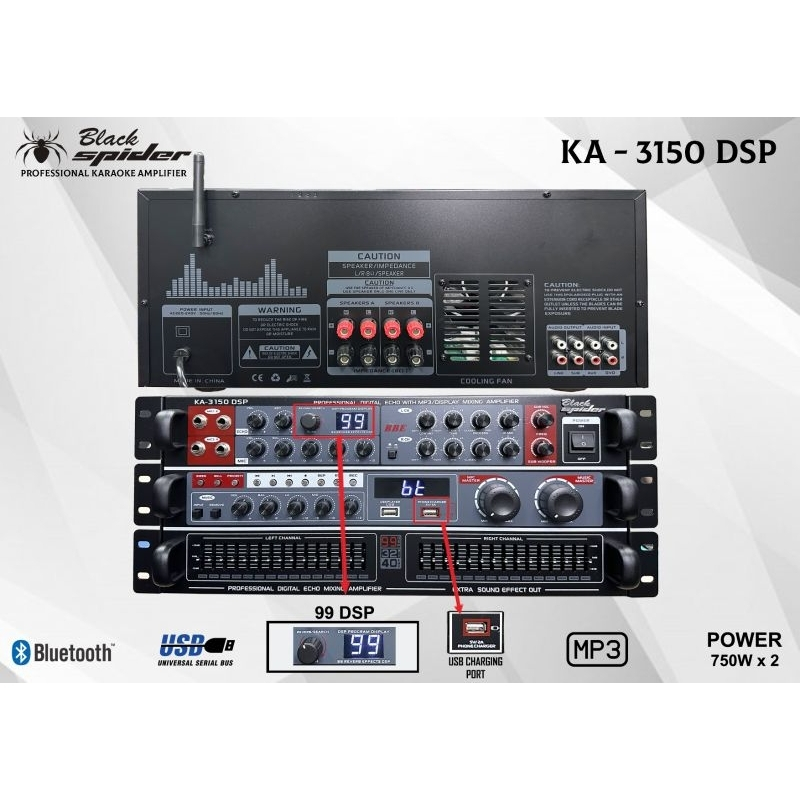 AMPLIFIER KARAOKE BLACKSPIDER KA 3150 DSP AMPLI BLACK SPIDER KA3150DSP