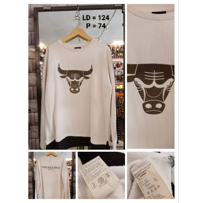 Chicago Bulls Crewneck Sweater Original Putih hitam