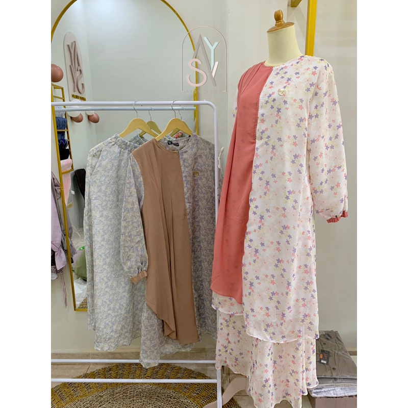 One Set Tunik Rok Motif Bunga