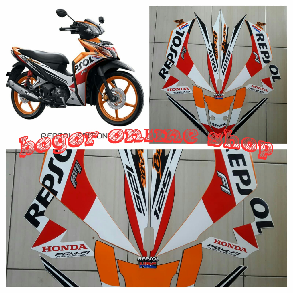 stiker motor honda blade repsol fi 125 2014 orange