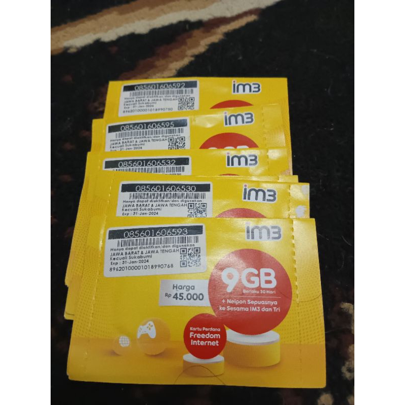 Kartu Perdana 9GB + 10 GB total 19 GB (sudah regis) fresh untuk wa dll