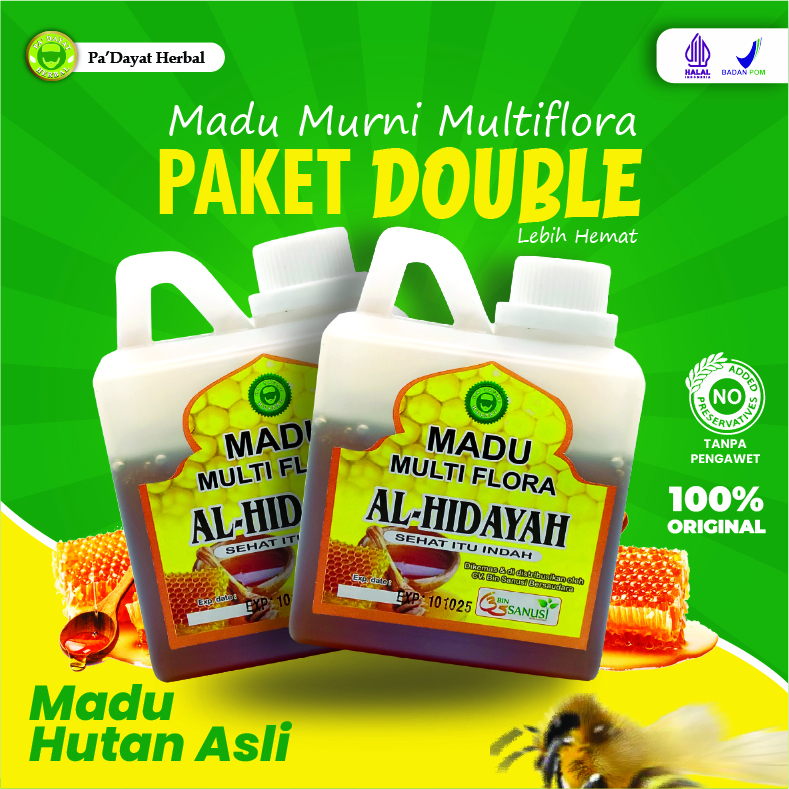 

AL HIDAYAH PAKET DOUBLE Madu 500 Gram Madu Kesehatan Madu Hutan Liar Madu Multiflora Super 1kg Madu Kalimantan