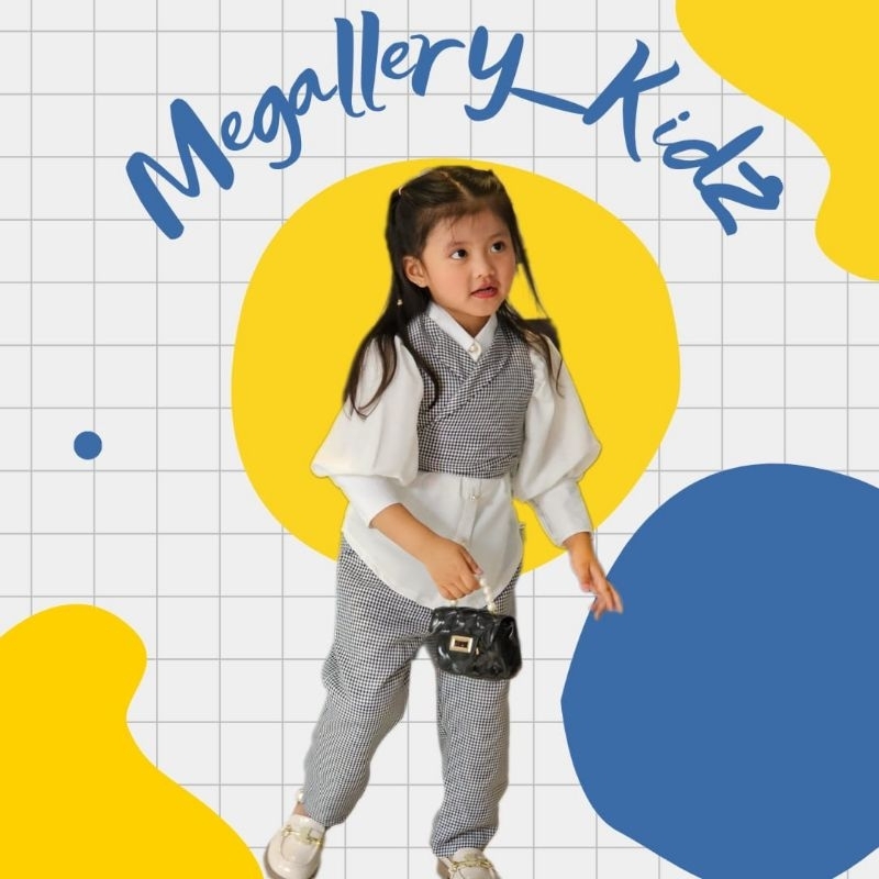 Norine Zara set Pants Baju Anak | One Set | Setelan Baju Anak Perempuan | Dress | Vintage Elegant | 