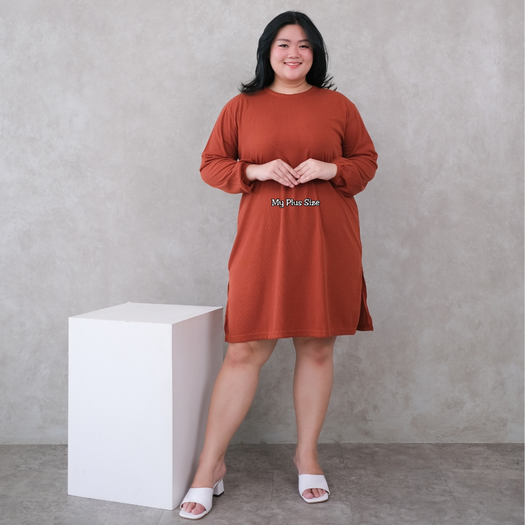 Long Tunik Knit Jumbo Wanita 3742, 3XL & 5XL