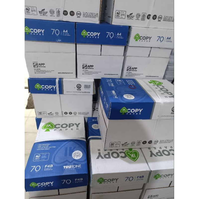 

Kertas A4 70gr copy paper IK ( per box isi 5 rim)