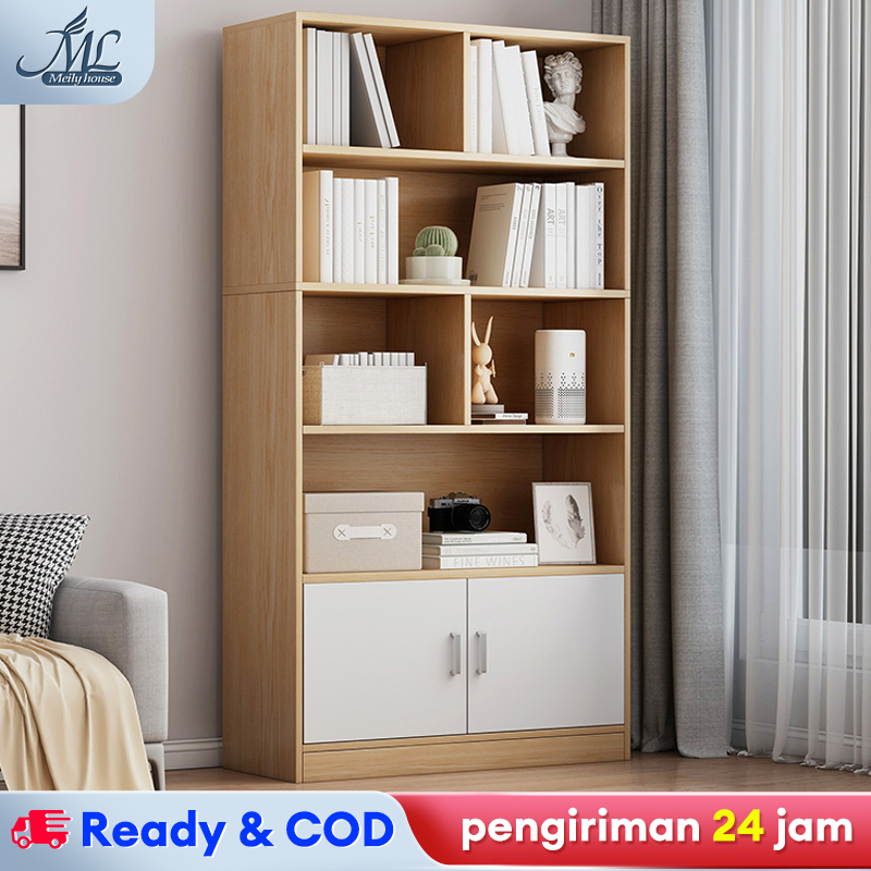 Rak Buku Kayu 180CM Lemari Buku Susun Rak Buku Minimalis Lemari Buku Aesthetic Rak Serbaguna