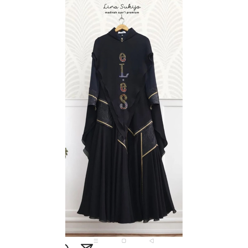 GAMIS SET HITAM PREMIUM by LINA SUKIJO