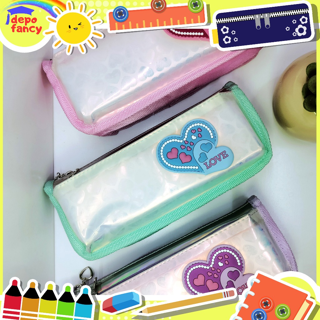 

Kotak Pensil Kain 2 Resleting Metalic Love NC-8005 / Pencil Case / Tepak / Boks Pensil / Box Pen