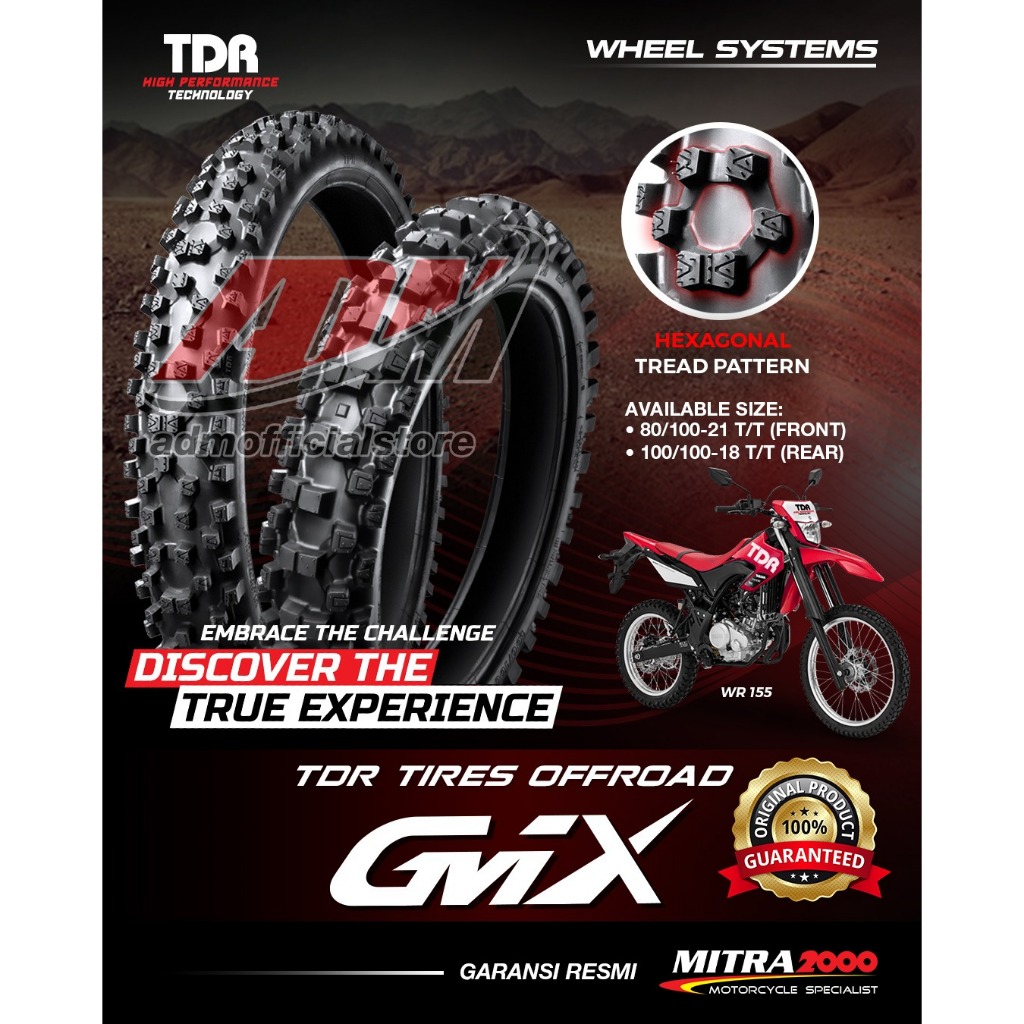 Ban Trail TDR Offroad GMX 80/100-21 (Front) / 100/100-18 (Rear)
