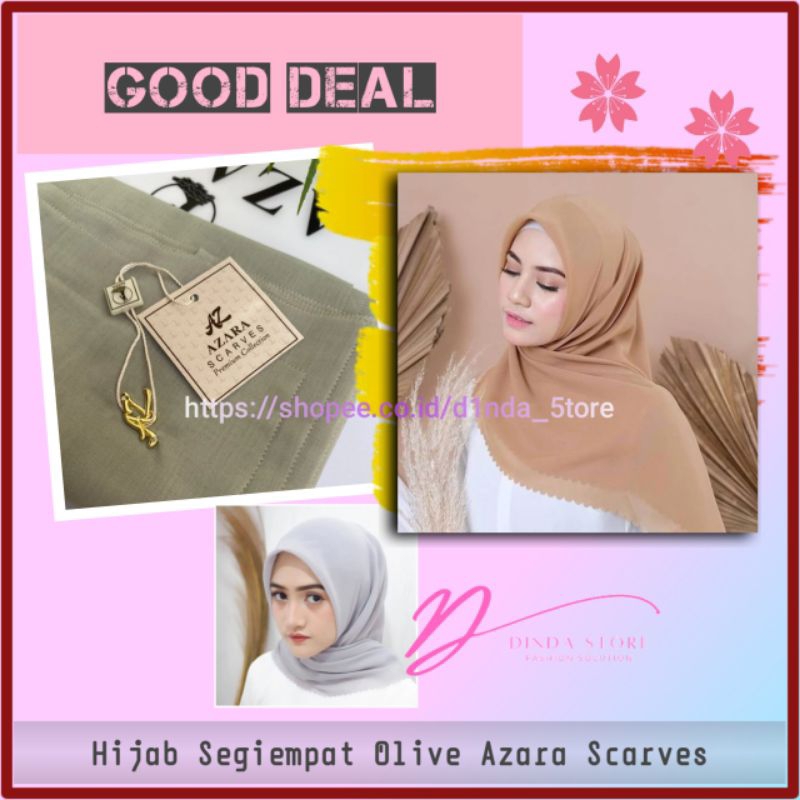 Jilbab Segi Empat Kerudung Polos Hijab Paris Olive Fashion Muslim Wanita Azara Scarves Pouch Banjarm