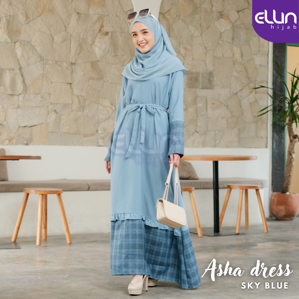 Ellin Hijab Asha Dress Syari Gamis Wanita Busui Friendly