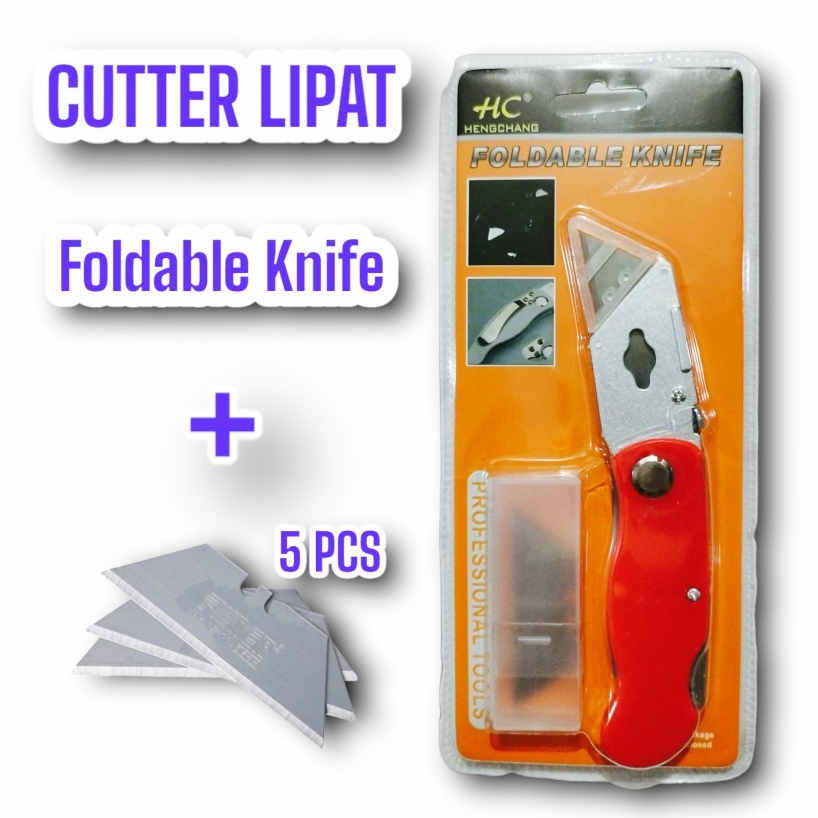 

Pisau Cutter Lipat Foldable Cutter Knife refil isi 5 pcs Pisau Serbaguna
