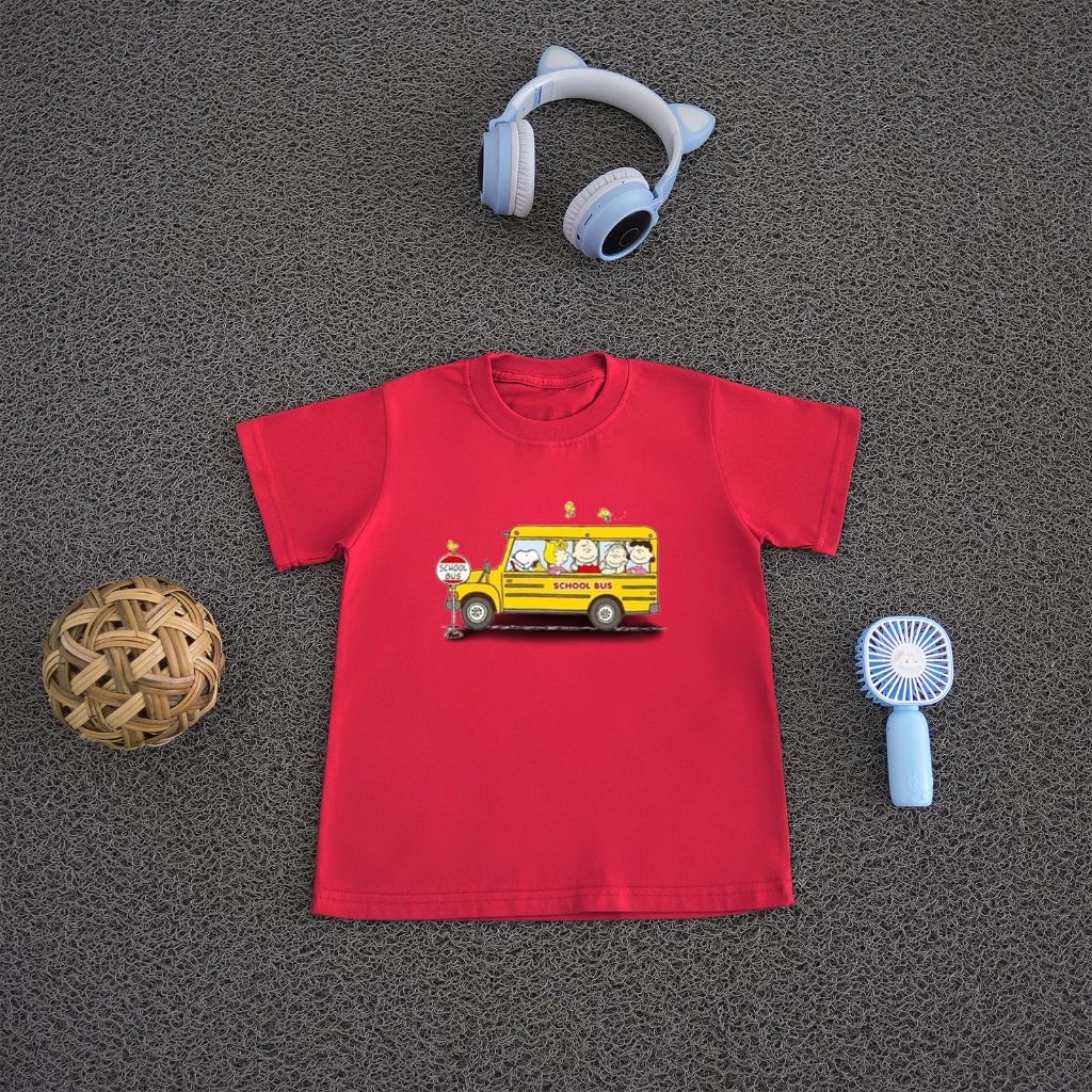 KAOS ANAK SNOOPY BUS / BAJU KAOS ANAK SNOOPY BUS / KAOS KATUN ANAK SNOOPY BUS SCHOOL