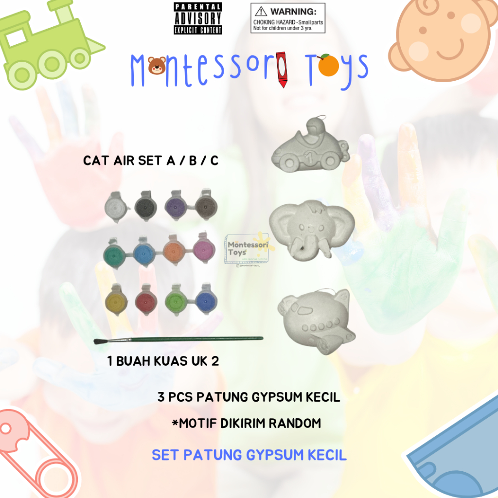 [UKURAN KECIL] HAMPERS ULANG TAHUN / ULTAH MAINAN PATUNG GYPSUM KECIL LENGKAP CAT AIR KUAS