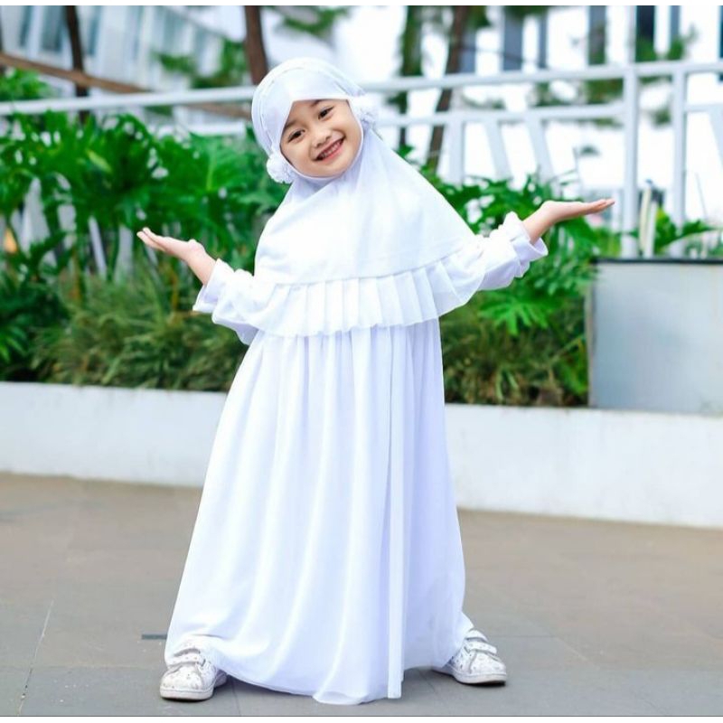 Cuci gudang Set Gamis Anak Putih