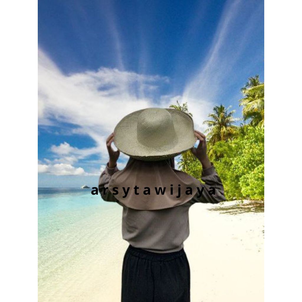Topi Pantai Anyaman Pandan Lebar - Topi Anyaman Topi Bucket - Topi Pantai Unisex