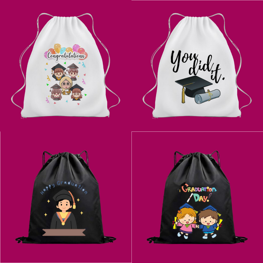 Tas Serut Kanvas Happy Graduation Tas Kado Wisuda Kanvas Lucu Korea Souvenir Goodiebag Kelulusan TK 