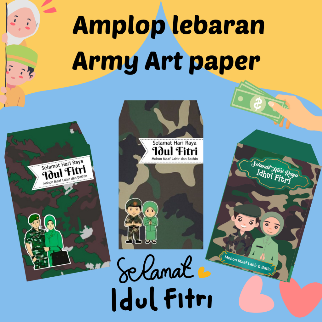 

Amplop Lebaran Army /artpaper glossy motif TNI
