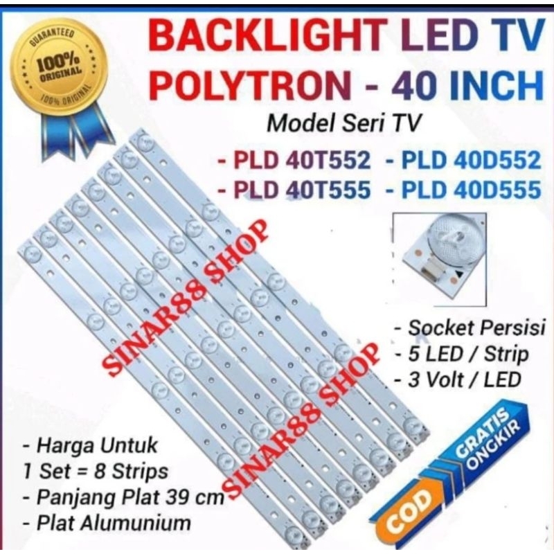 BACKLIGHT TV LED POLYTRON 40 INC PLD40T555 PLD40T552 40T555 PLD40D5524