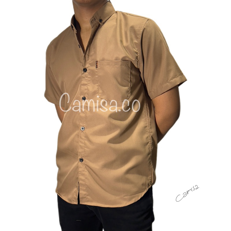 KEMEJA KASUAL PRIA MOCCA POLOS LENGAN PENDEK XXL XXXL XXXXL- ATASAN PRIA KEMEJA PESTA MOCCA - HEM PO