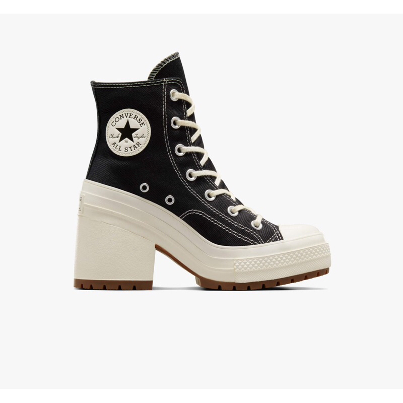 CONVERSE CHUCK 70 DE LUXE HEEL WOMAN SNEAKERS - BLACK WHITE ORIGINAL 100%
