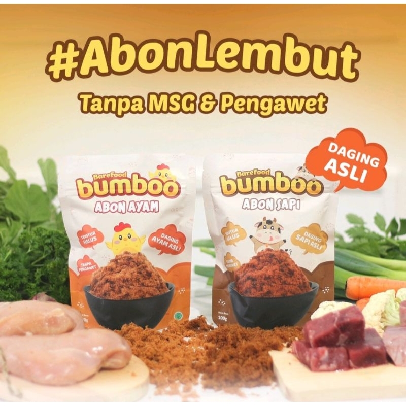 

BAREFOOD BUMBOO Abon Sapi & Ayam 100 gr Tanpa MSG Tanpa Pengawet Tekstur Halus/Abon Cemilan Anak & Dewasa/ Cemilan/ MPASI