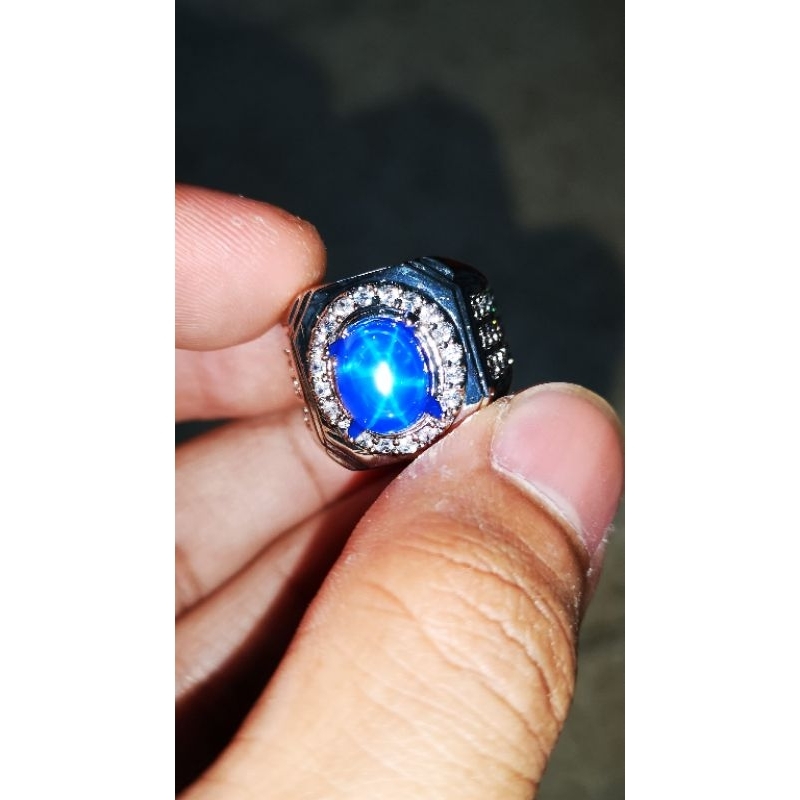 BISA COD BLUE SAFIR STAR RING PERAK BANGKOK 926 SIAP PAKAI