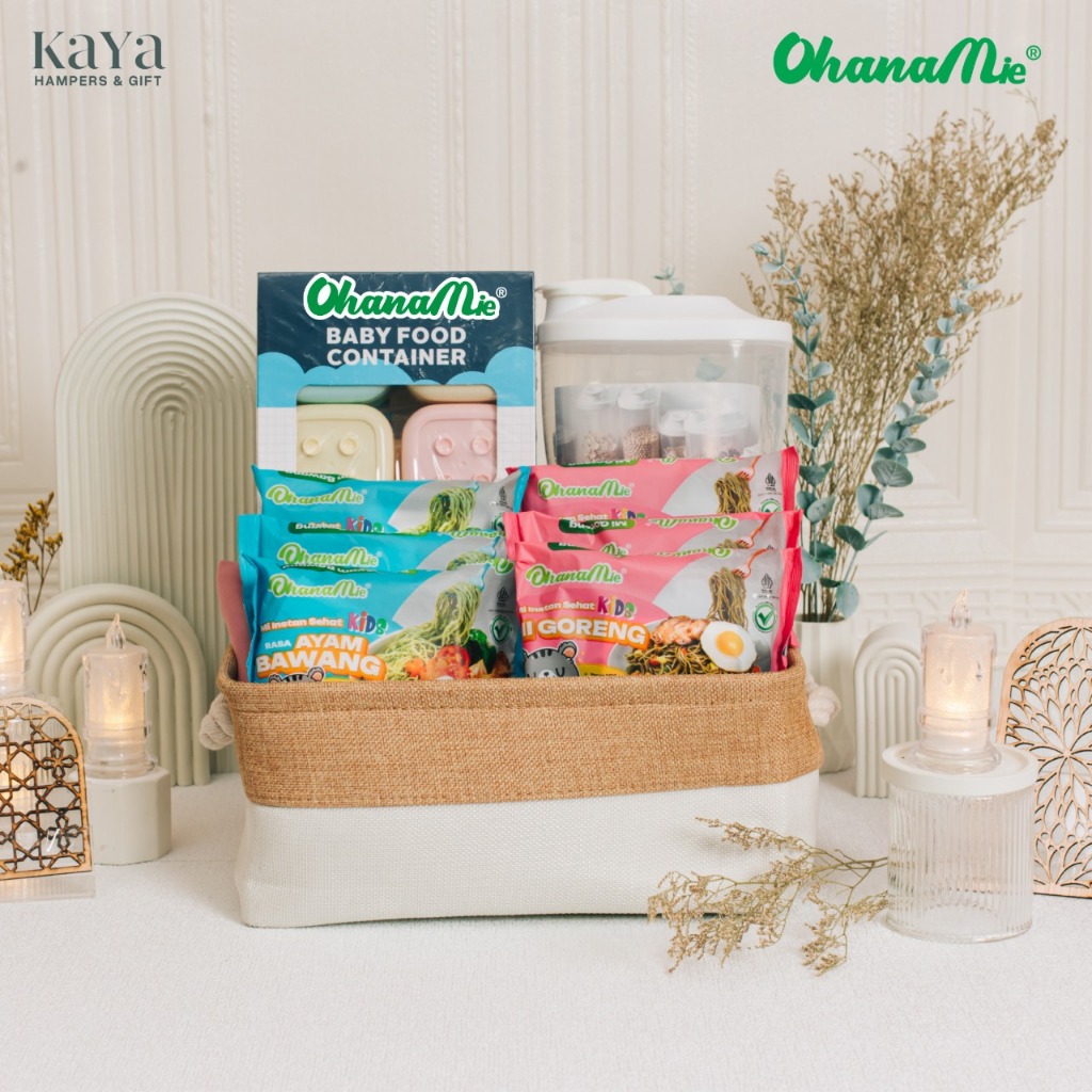 

Hampers Ulang Tahun Mie Instan Anak Sehat Non MSG, Food Container dan Toples Snack Hampers Unik Ohana Mie