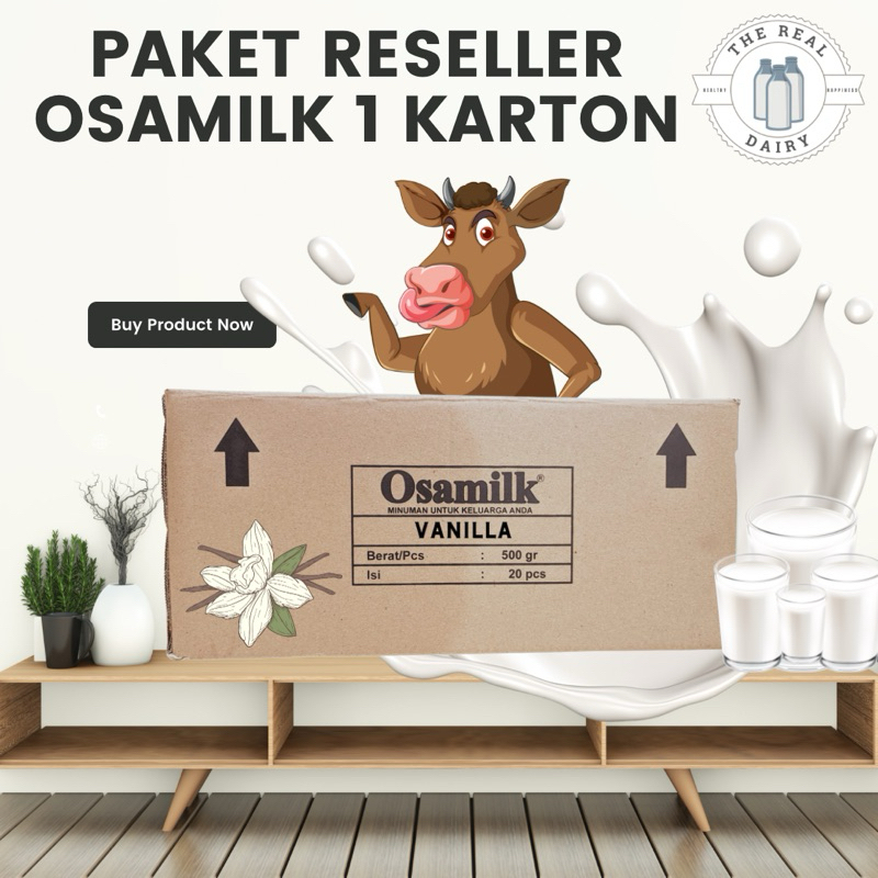 

(GROSIR RESELLER) SUSU OSAMILK VANILLA 1 KARTON 500gr (20 pcs)