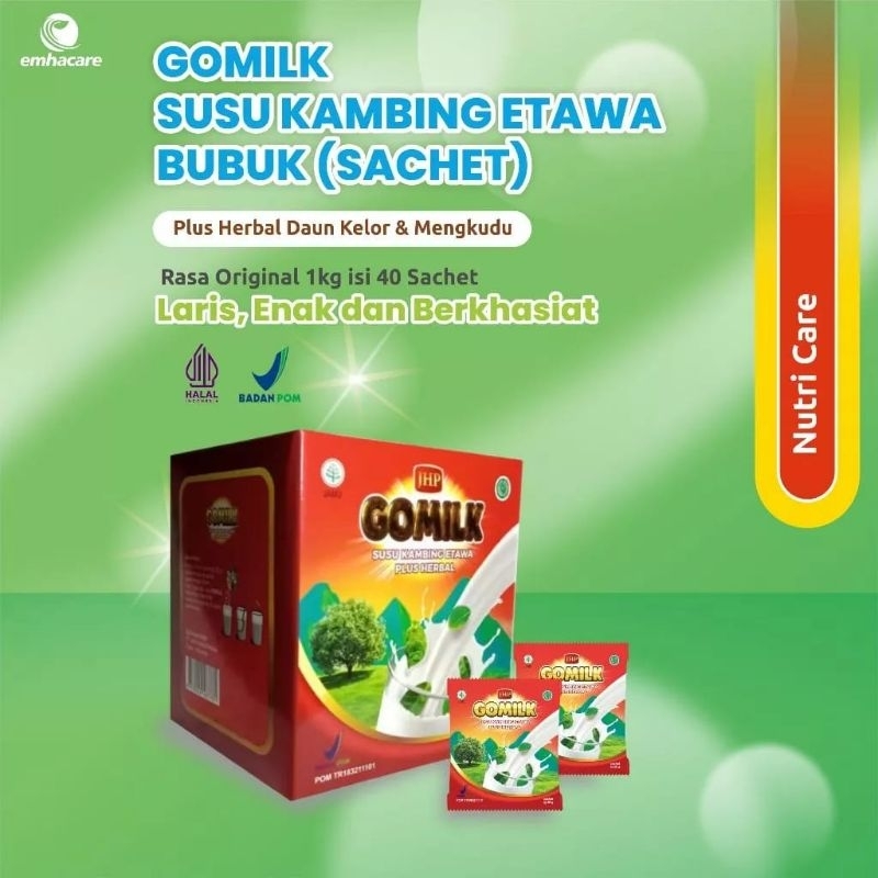 

GOMILK SUSU KAMBING ETAWA PLUS HERBAL 1 BOX ISI 40 SACHET