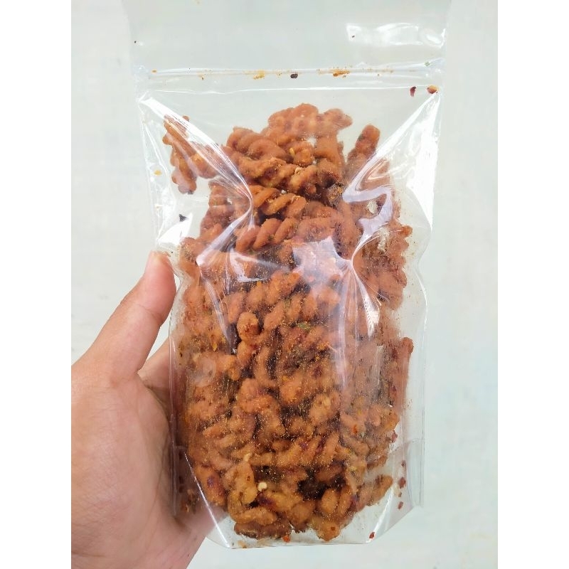 

180 gr Macaroni fusili spiral pedas bumbu homemade daun jeruk by NB snack