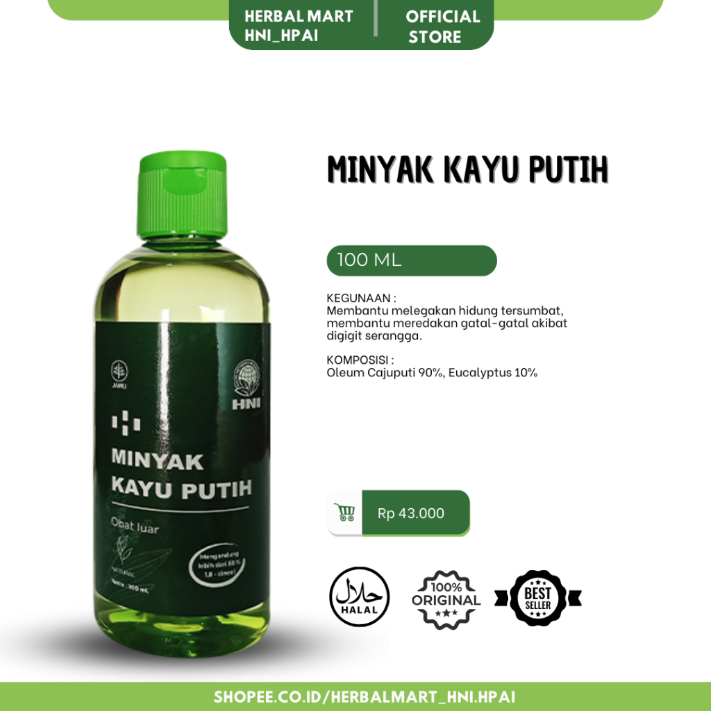 Herbal Mart_HNI.HPAI Minyak Kayu Putih 100 ml 100% Produk Original