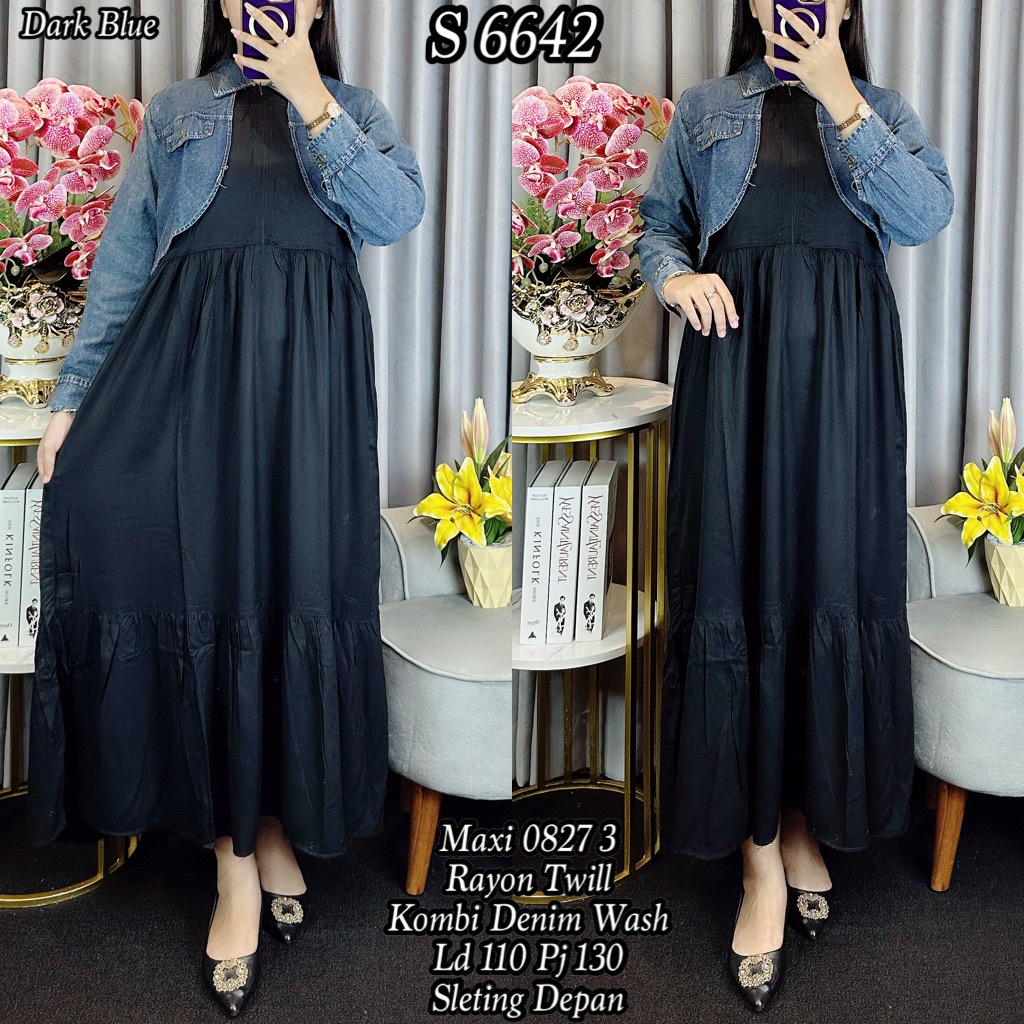 S 6642# Maxi Rawon Twill Kombinasi Denim Wash 0827 3