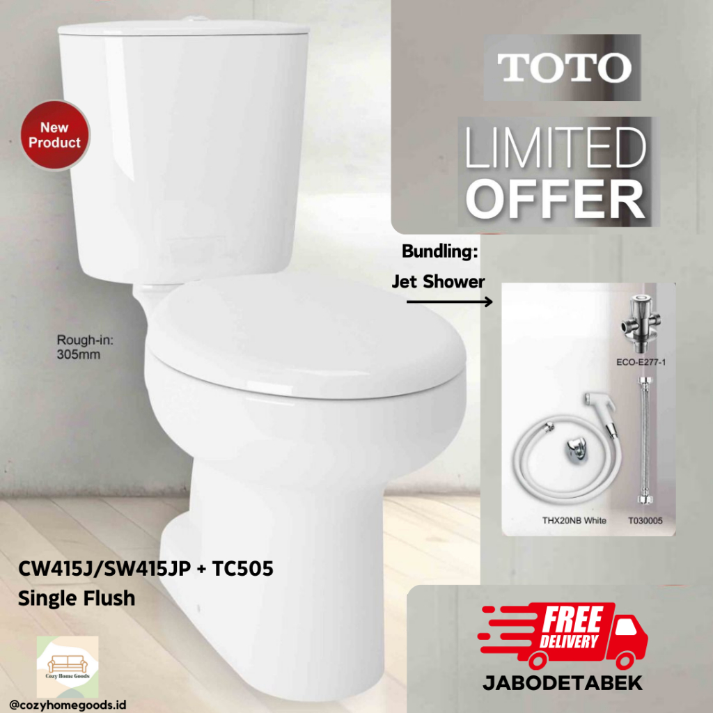 KLOSET - CLOSET DUDUK TOTO CW 415J - TC505 - Jet Shower - Smart Washer - Single Flush