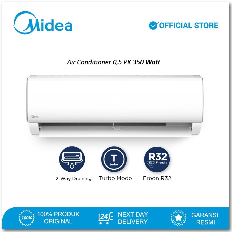 AC MIDEA 1/2 PK STANDARD R32 SERIES MSAF 05CRN2 / MIDEA AC STANDARD MSAF 05CRN2 [0.5 PK]