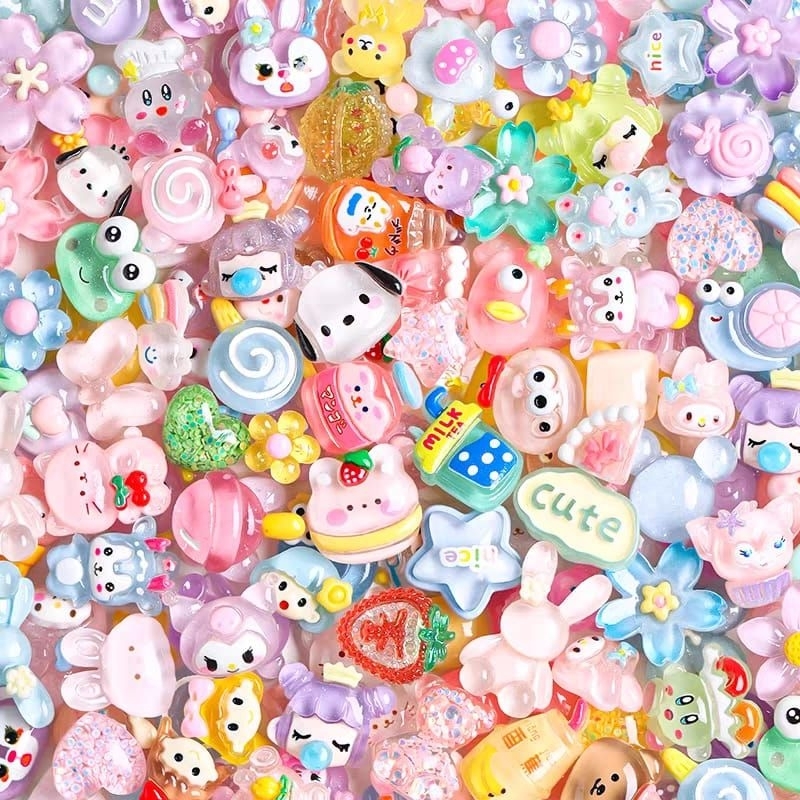 Resin Clay Mote Manik Stiker 3D DIY untuk dekor Gelang Liontin Charm lucu imut kawaii
