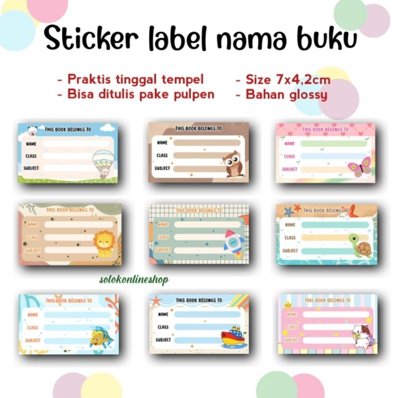 

STIKER LABEL NAMA BUKU / AESTHETIC BOOK LABEL STICKER PER PCS