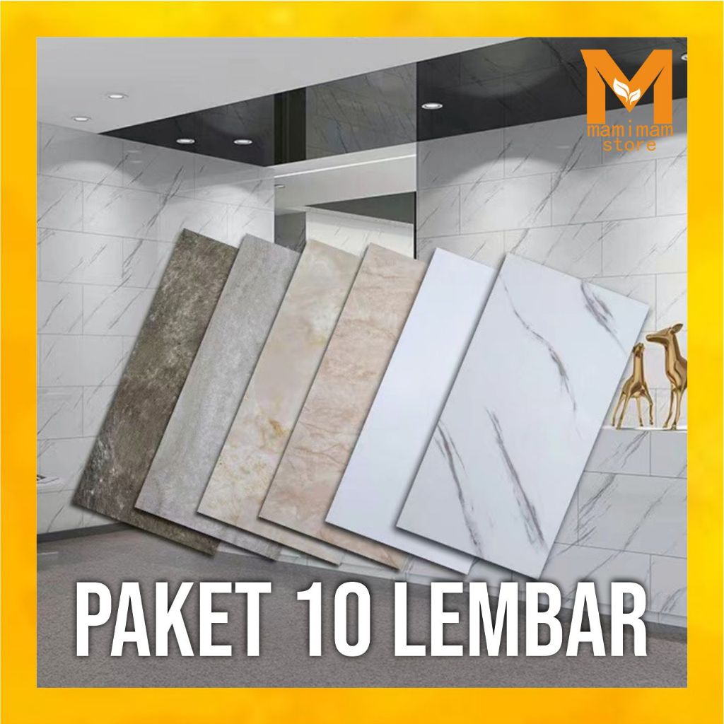 [PAKET 10 LEMBAR] Wallpaper dinding VINYL Marble 30 x 60 cm / Lantai Vinyl Keramik Marbel Granit