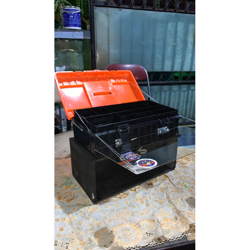 Box Tamiya Bekas Custom Meja Akrilik + Colokan 4 Lobang