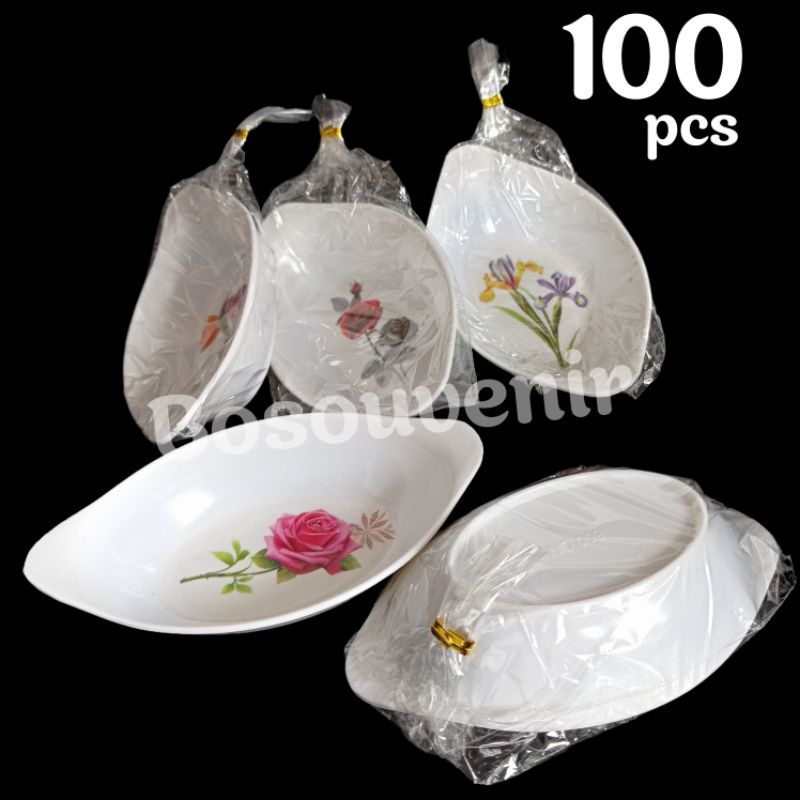 100pcs Mangkok Perahu oval kemas plastik Souvenir pernikahan Mangkuk Sambal