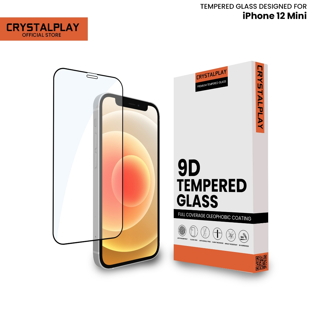 CrystalPlay Tempered Glass 9D Anti Gores for iPhone 12 MINI Fullcover Screen Protector Antigores XR 