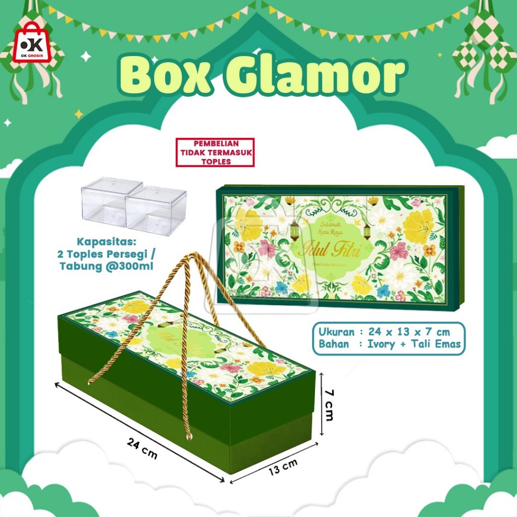 

Box Lebaran Glamor untuk Toples isi 2 / Dus Idul Fitri (1 lbr)