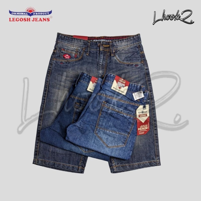 LEGOSH JEANS - Celana Jeans Pendek 7/8 Pria Original