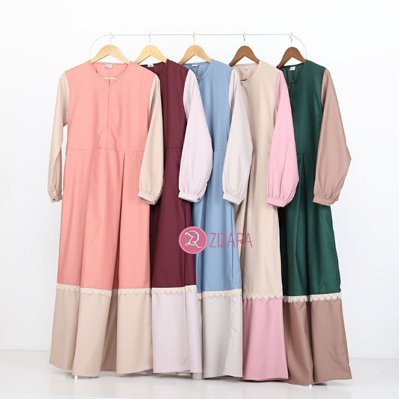 ZIZARA KIRANA DRESS GAMIS ONLY BAHAN TOYOBO AKSEN RENDA BUSUI FRIENDLY
